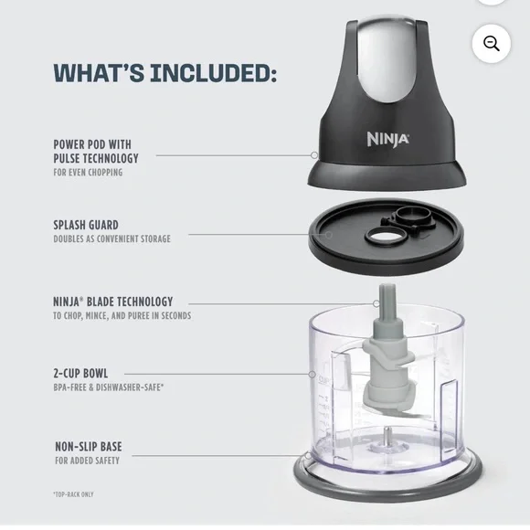 Ninja Express Chop® Food Chopper – Black and Clear with Purple Contents